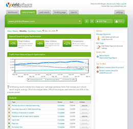 Yield Software natural search engine performance screenshot