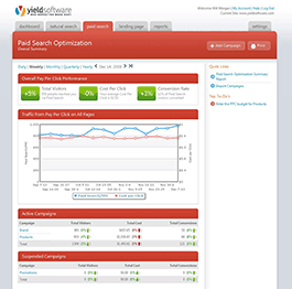 Yield Software paid search optimization screenshot